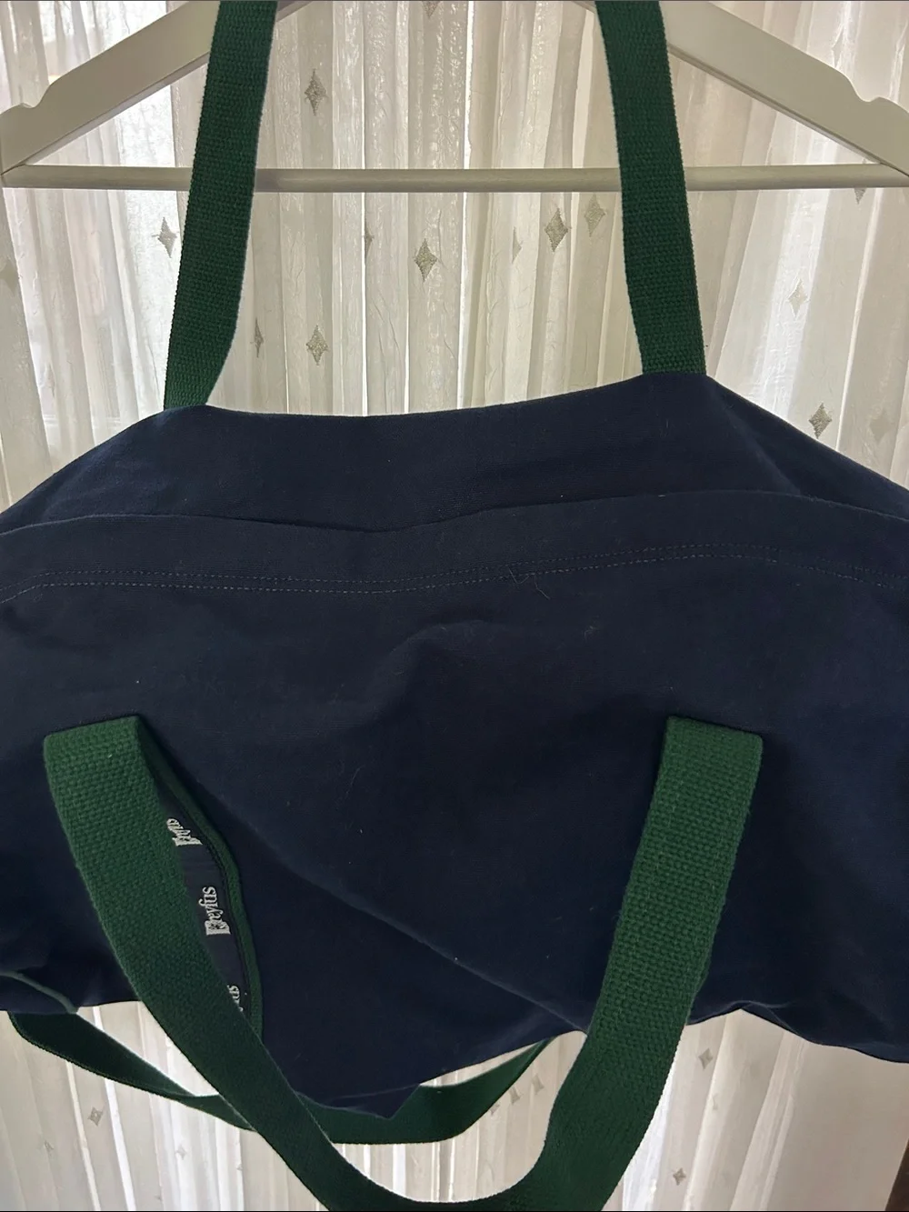 Dreyfus Corporation Navy & Green Canvas Banker Duffle Bag